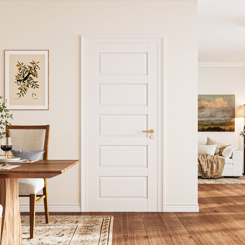 DKing Interior Slab Door 5-Panel Solid Core White Primed Shaker ...
